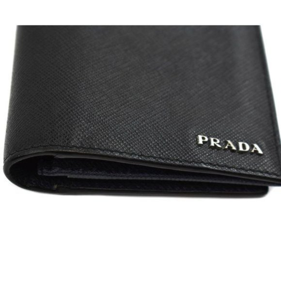 PRADA: Black, Saffiano Leather Long Wallet - Picture 4 of 8